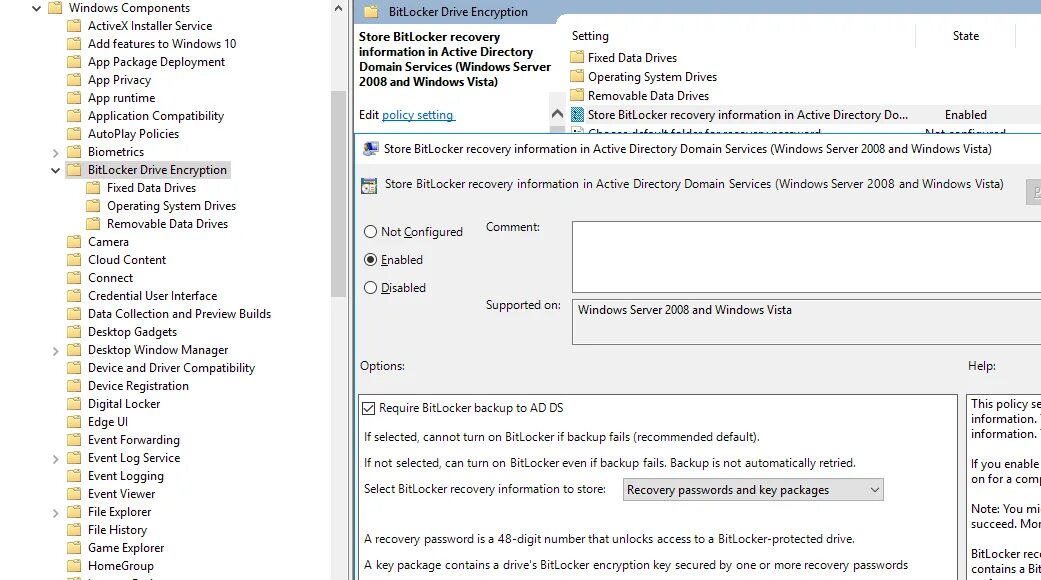 Ключ восстановления BITLOCKER что такое. Active Directory BITLOCKER. Bit loker в оснастке Active Directory.