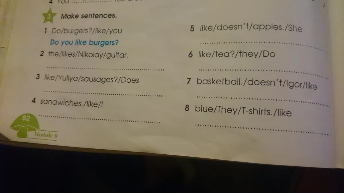 Make sentences do Burgers like. Make sentences do Burgers. Open the brackets to make up sentences