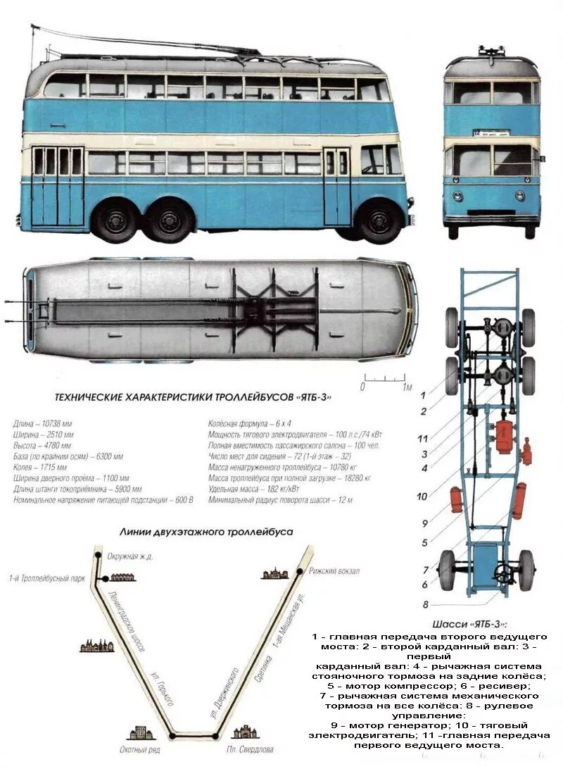 Мощность троллейбуса квт. Троллейбус ЯТБ-3 чертежи. Шасси троллейбуса ЗИУ 9 схема. Чертёж троллейбуса ЗИУ-682. ЯТБ-3 двухэтажный троллейбус.