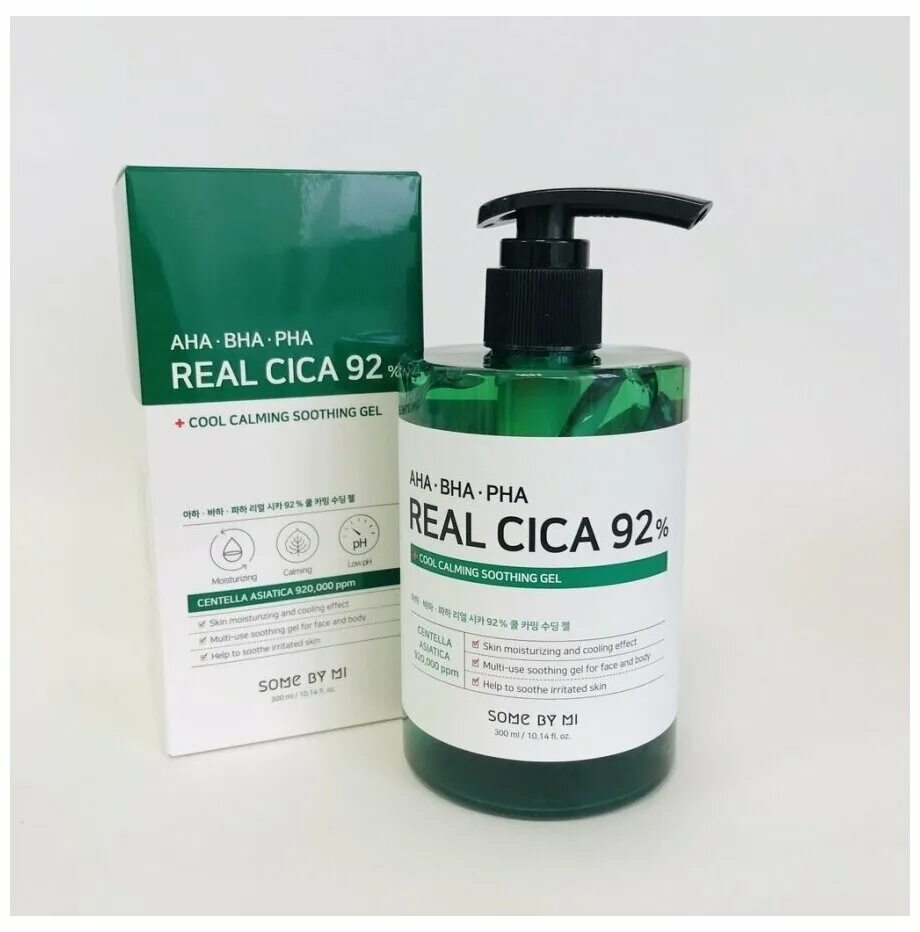 [SOMEBYMI] Aha BHA pha real cica 92% cool Calming Soothing Gel - 300ml. Охлаждающий гель с центеллой и кислотами some by mi. Гель для лица some by mi. Аха кислоты для лица гель.