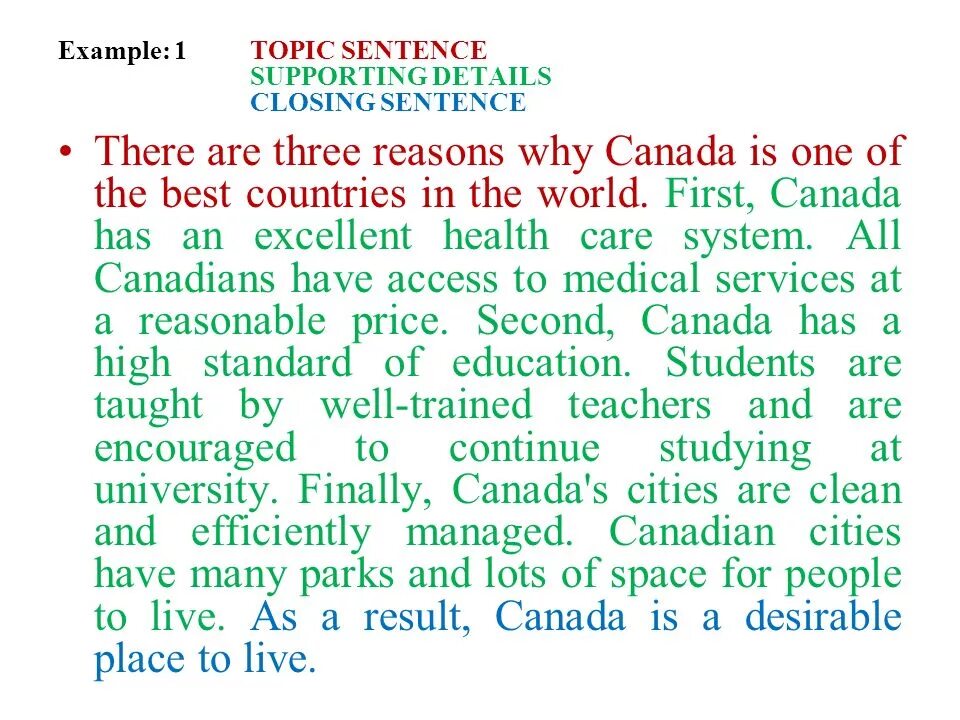 Example sentences. Topic sentence. Topic examples. Topic sentence supporting sentences concluding sentence. Writing topic sentences