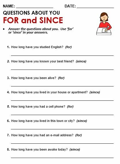 How long have you written. Грамматика for since. Present perfect for since Worksheets. Present perfect since for вопросы. Present perfect since for упражнения.