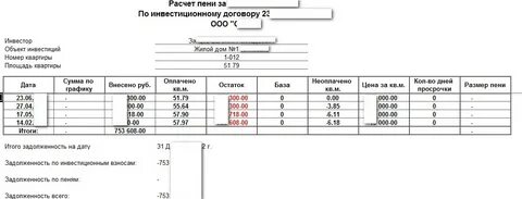 Расчет неустойки dogovor