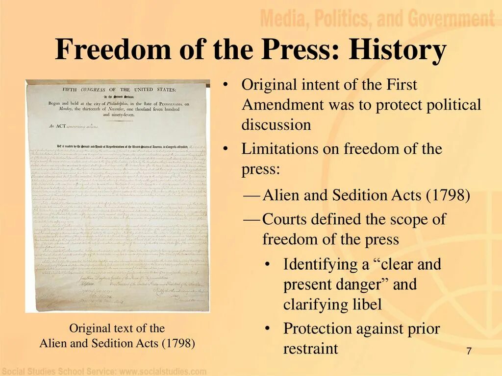 Original text. Adoption of Alien and Sedition Acts 1798. History of Pressure pdf.