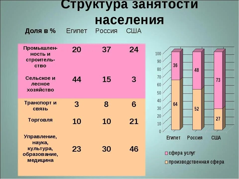 Численность населения россии конспект 8 класс. Структура занятости. Структура занятости населения России. Отраслевая структура занятости.