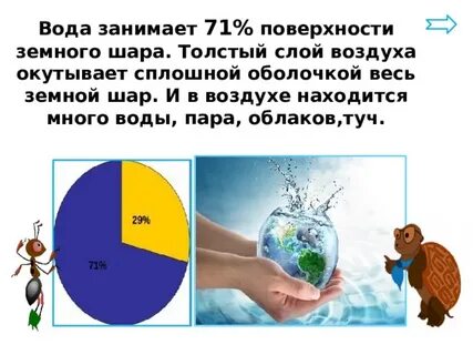 Вода занимает