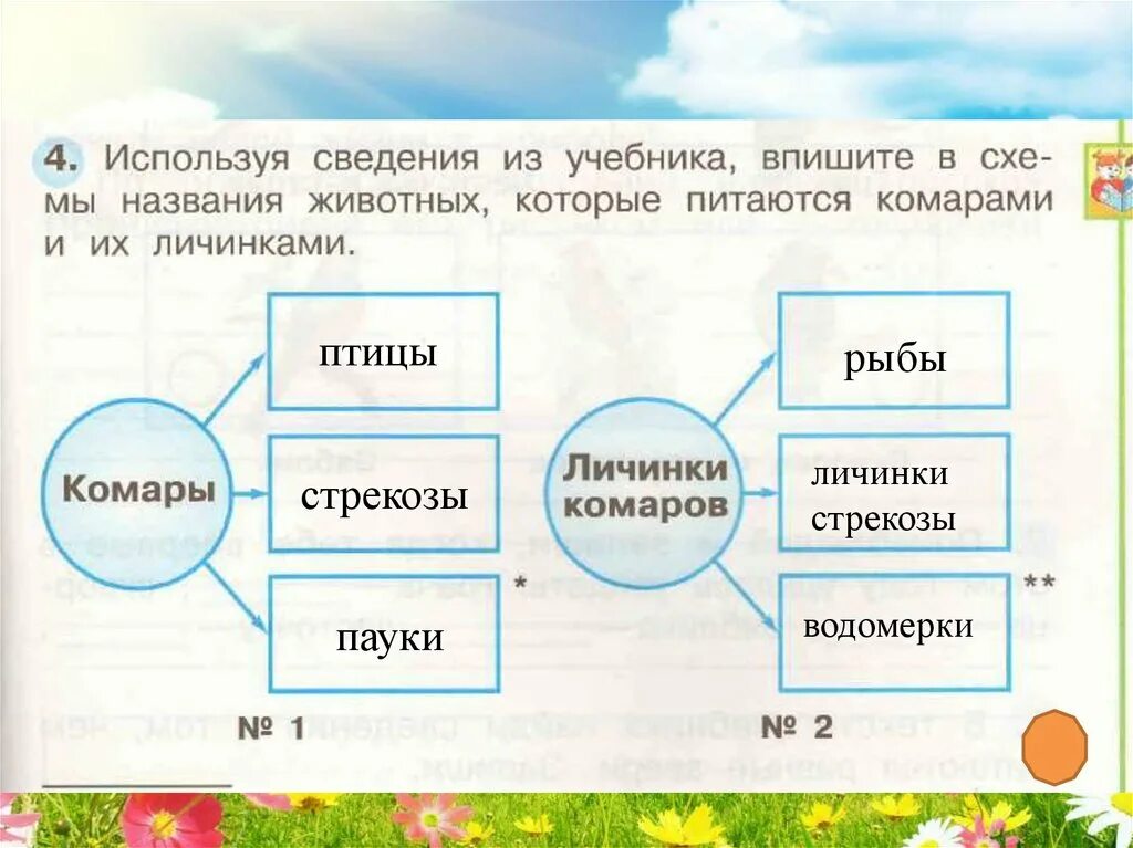 Животные которые питаются комарами. Названия животных которые питаются комарами. Животные которые питаются комарами и их личинками. Кто питается комарами 2 класс. Используя информацию карты см с 84