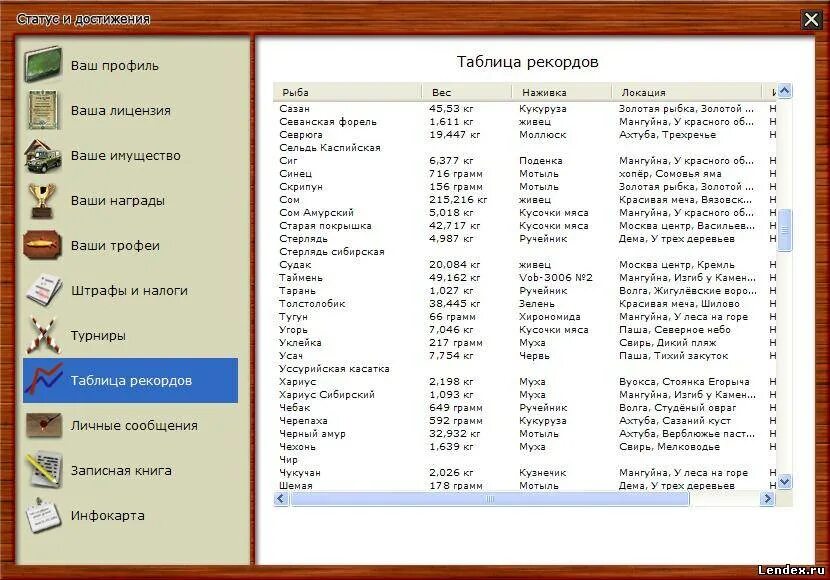 Таблица рекордов в игре. Где ловить окуня. Игра реальная рыбалка где и на что ловить. Путеводитель для русской рыбалки 3. Таблица рекордов реальная.