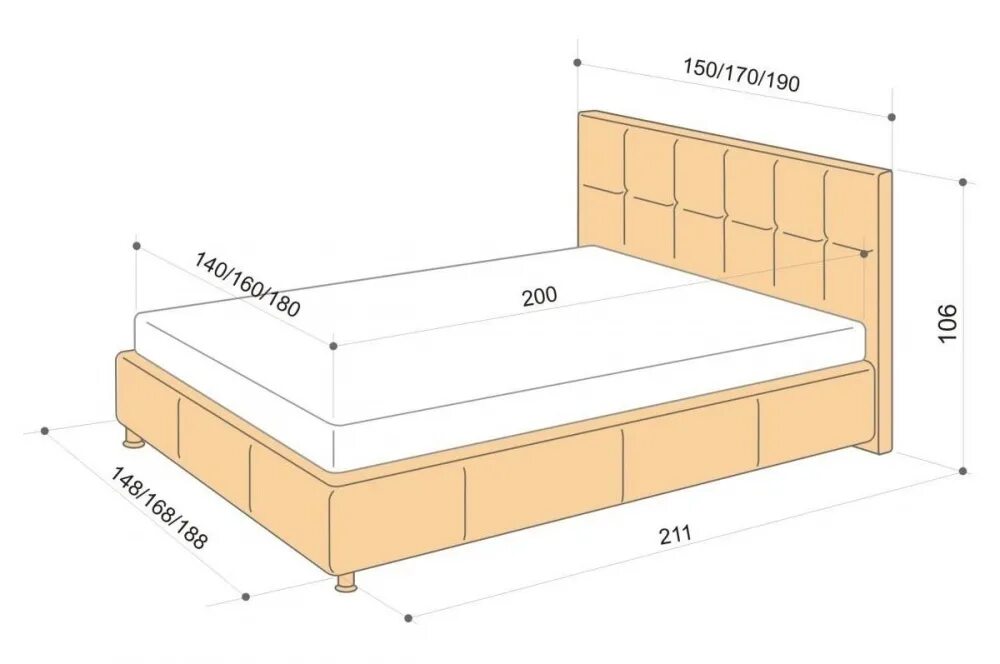 Габариты кровати 160 Аскона. Кровать Carolina Аскона 160*200. Размер двухспалки кровати стандарт.
