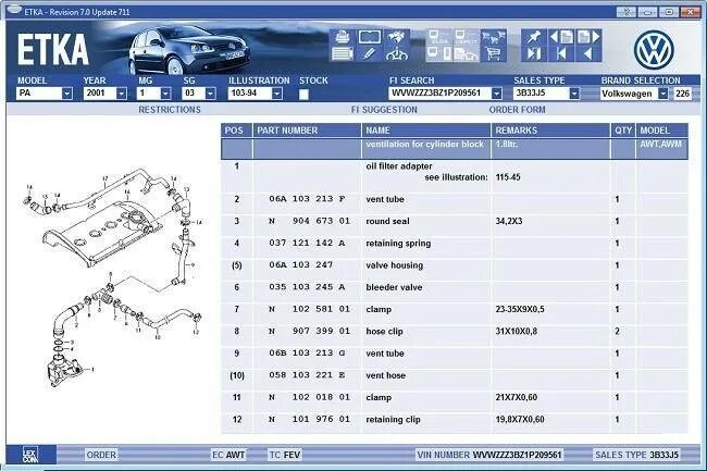 Etka Volkswagen Пассат 2е. Запчасти по вин. Запчасти по VIN номеру. Номера запчастей по вин коду автомобиля.