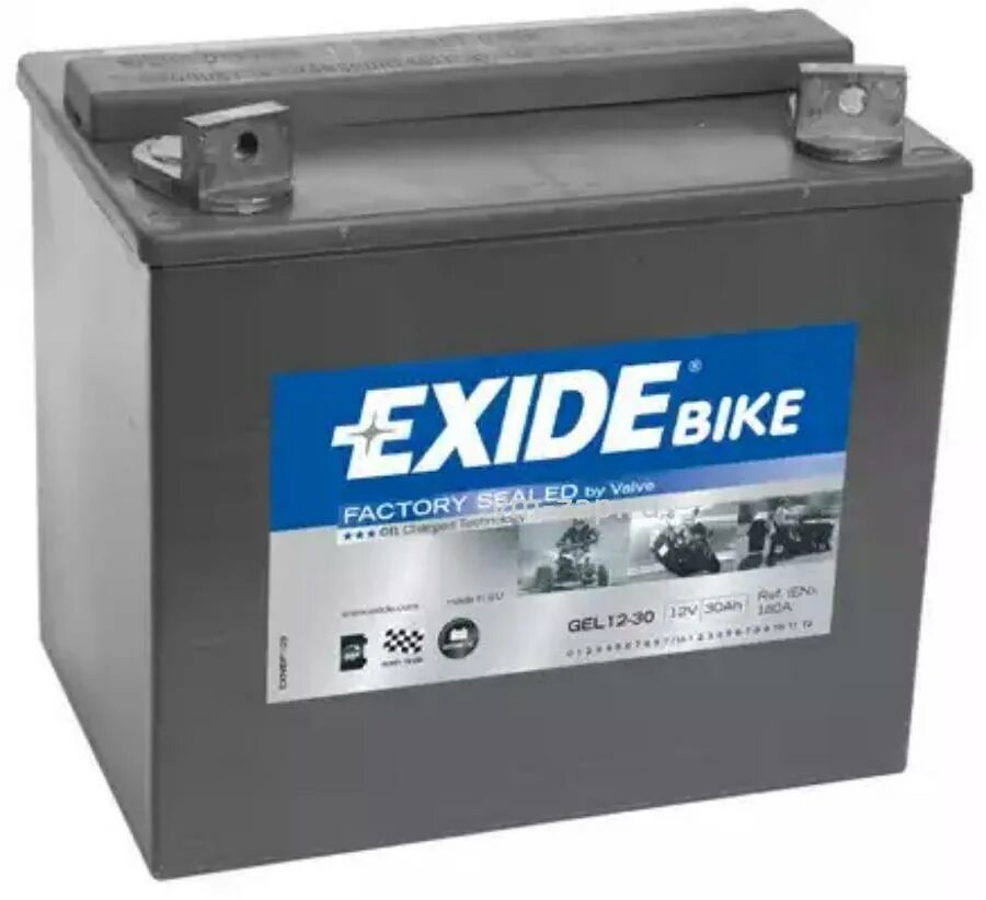 Battery 30. Аккумулятор Exide 30ah. Мото аккумулятор 12v 30ah. Аккумулятор Exide Gel 12-30. Exide Gel 12-30 30ач l+ en180a 197x132x186 b00.