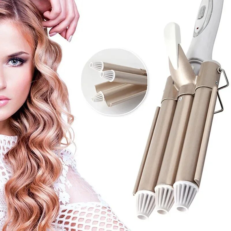 Как пользоваться плойкой волна. Плойка тройная geemy gm-1988. styler hair waver styling tools hair curlers electric curling. плойка тройная rowenta cf4710f0. щипцы для завивки babyliss тройная волна w2447e.