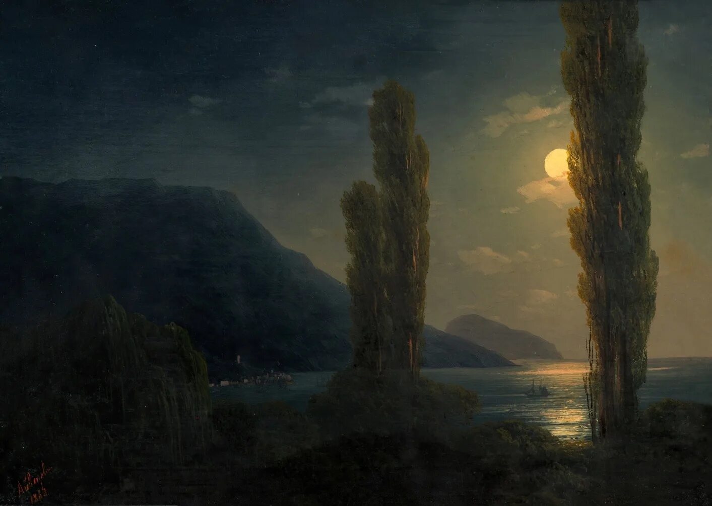 Жизнь и творчество ик айвазовского. Лунная ночь Айвазовский 1863.
