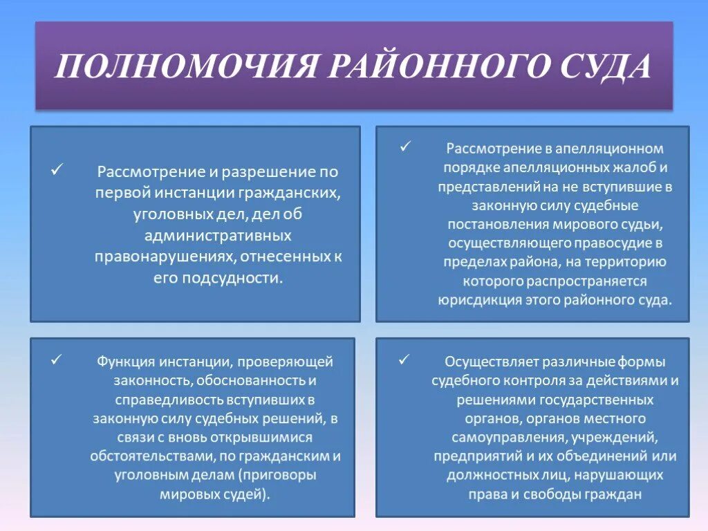 Районный суд РФ полномочия. Компетенция районного суда РФ. Схема полномочия районного суда РФ. Полномочия районных городских судов РФ.