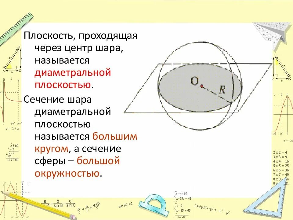 Центр сечения шара