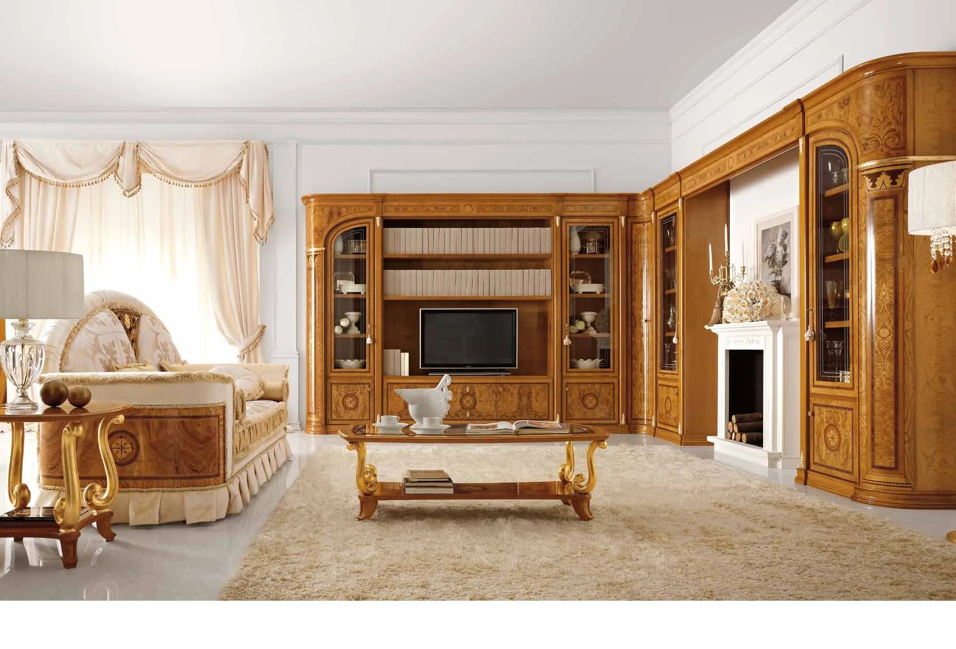 Сайт мебель италии. Гостиная Valderamobili (Gimo) Jasmine. Итальянская мебель для гостиной в классическом стиле Модильяни. Стенка в классическом стиле.