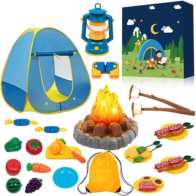 Детские игрушки для кемпинга. Игрушка Camp Set. Игрушечная Фруктовая палатка. Игрушечный костер. Camping for kids