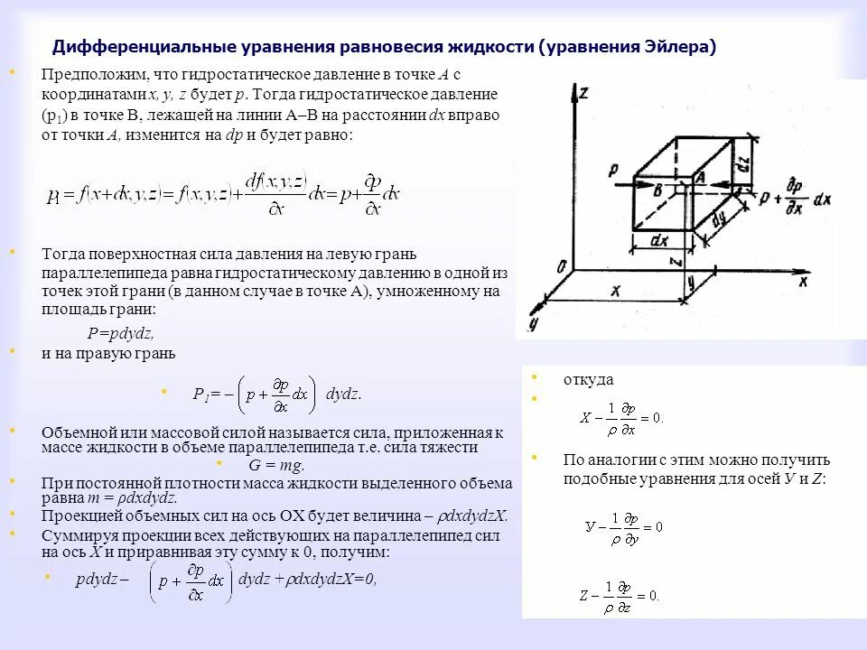 Дифференциальные уравнения равновесия эйлера. Дифференциальные уравнения 2–х фазной фильтрации. Дифференциальные уравнения эйлера движения идеальной жидкости. Уравнение равновесия жидкости. Дифференциальное уравнение равновесия жидкости эйлера.
