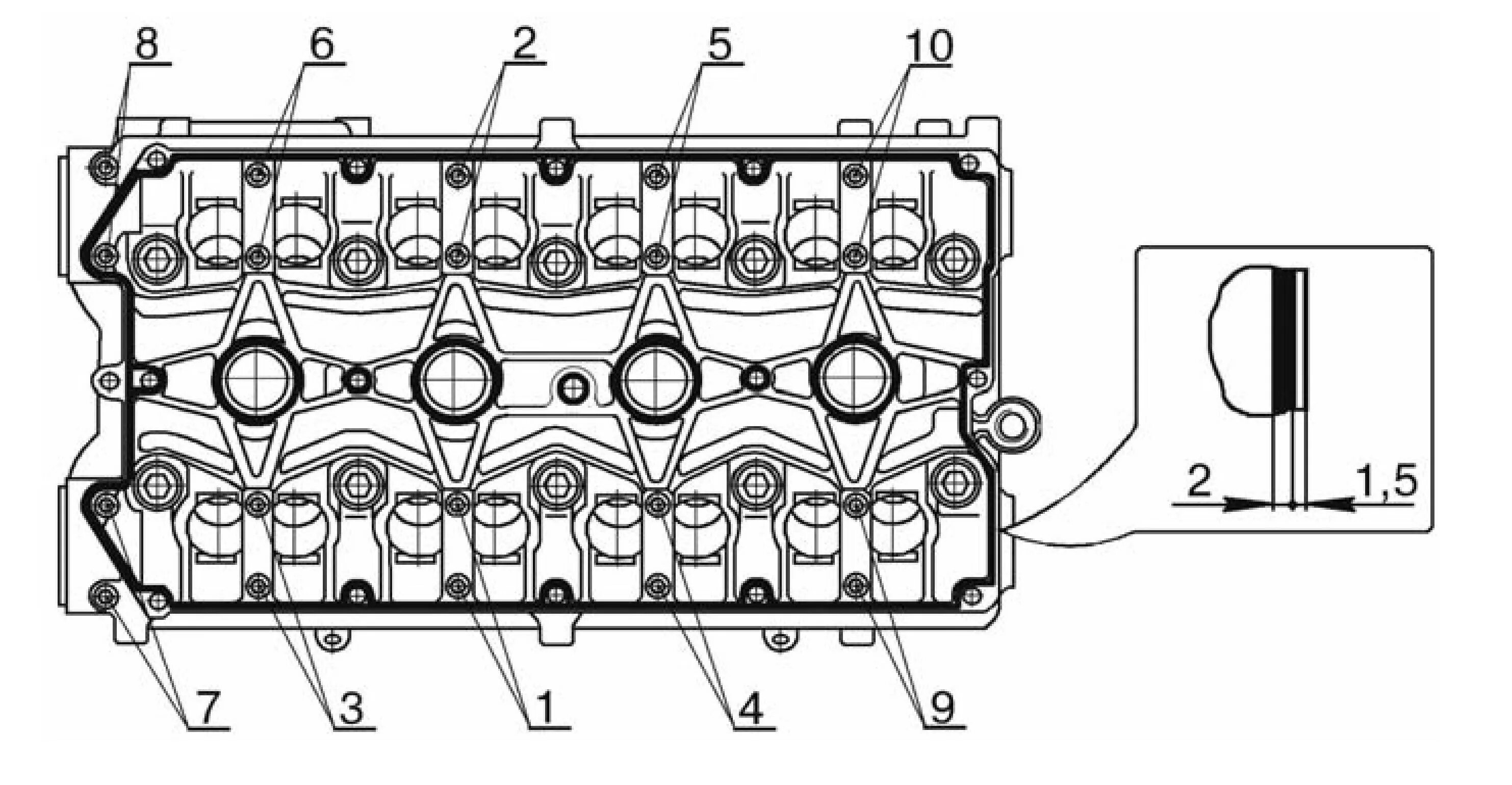 Порядок затяжки постели распредвала ВАЗ 2112 16 клапанов. Момент затяжки постели распредвалов 2112 16 клапанов. Протяжка распредвала ВАЗ 2112 16 клапанов. Момент протяжки постели распредвалов ВАЗ 16 клапанов. Схема нанесения герметика