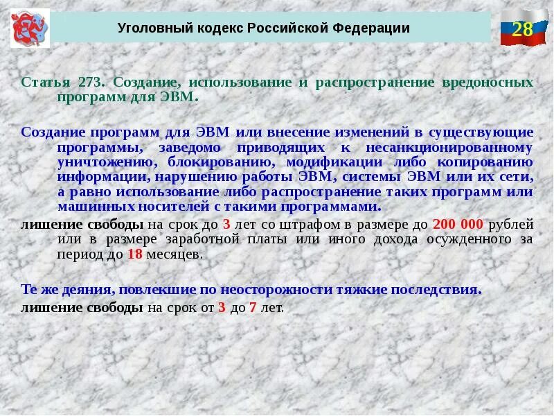 Ук создание использование и распространение. Уголовный кодекс статья 273. статья 273 уголовного кодекса российской федерации. ук рф создание использование и распространение вредоносных программ. создание вредоносных программ ук рф.
