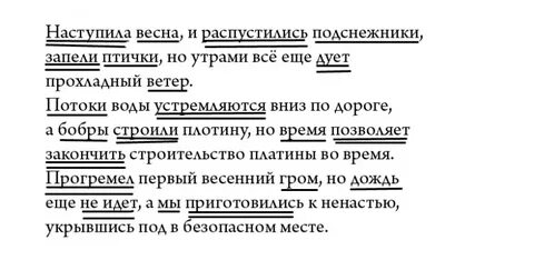Подчеркни основу предложения весеннее солнце
