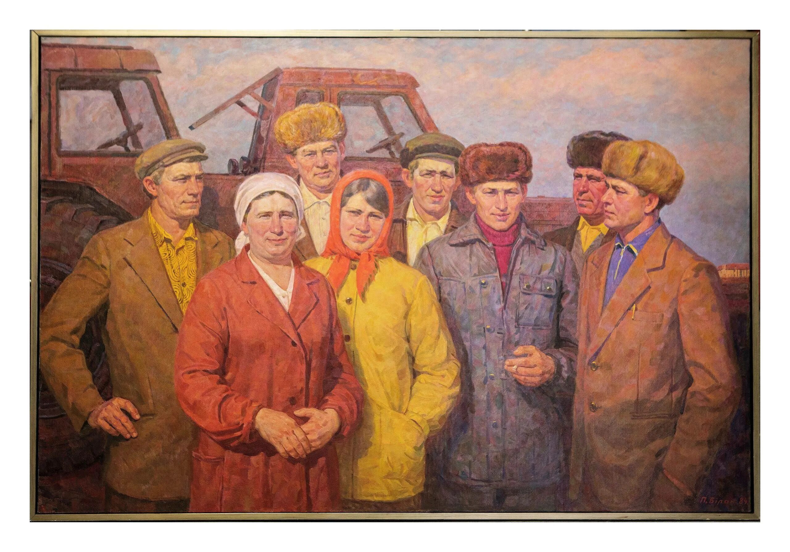 Барчук колхоз 3. Билан петр ильич (1921-1996). работницы колхоза. передовики советская живопись. колхоз собрание картина.