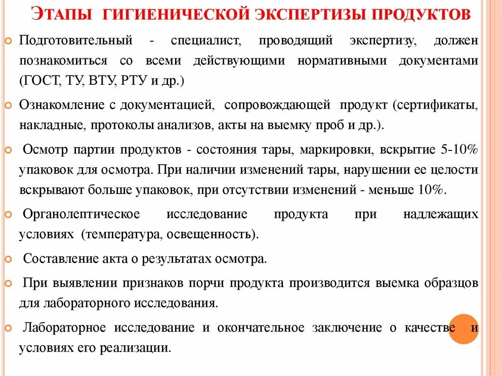 Санитарно гигиеническая экспертиза виды. Этапы экспертизы пищевых продуктов. Этапы гигиенической экспертизы. Этапы проведения гигиенической экспертизы пищевых продуктов. Этапы проведения экспертизы.