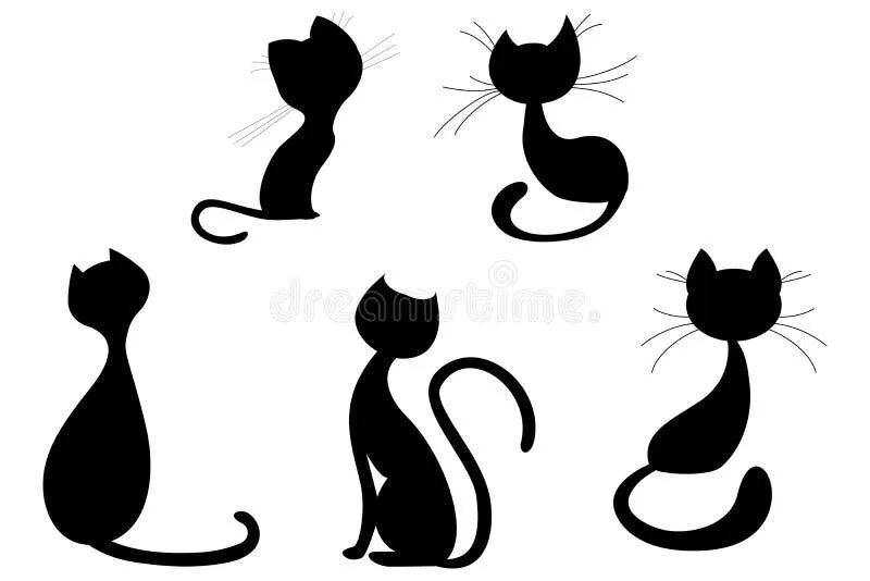 Силуэт кошки картинки. Силуэт кошки. силуэт сидящей кошки. стилизованные силуэты кошек.