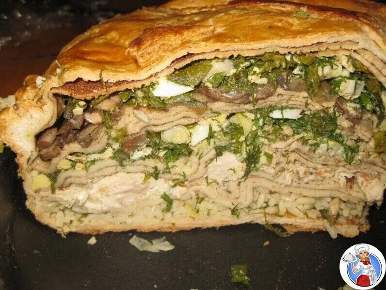 Рецепт курника с грибами
