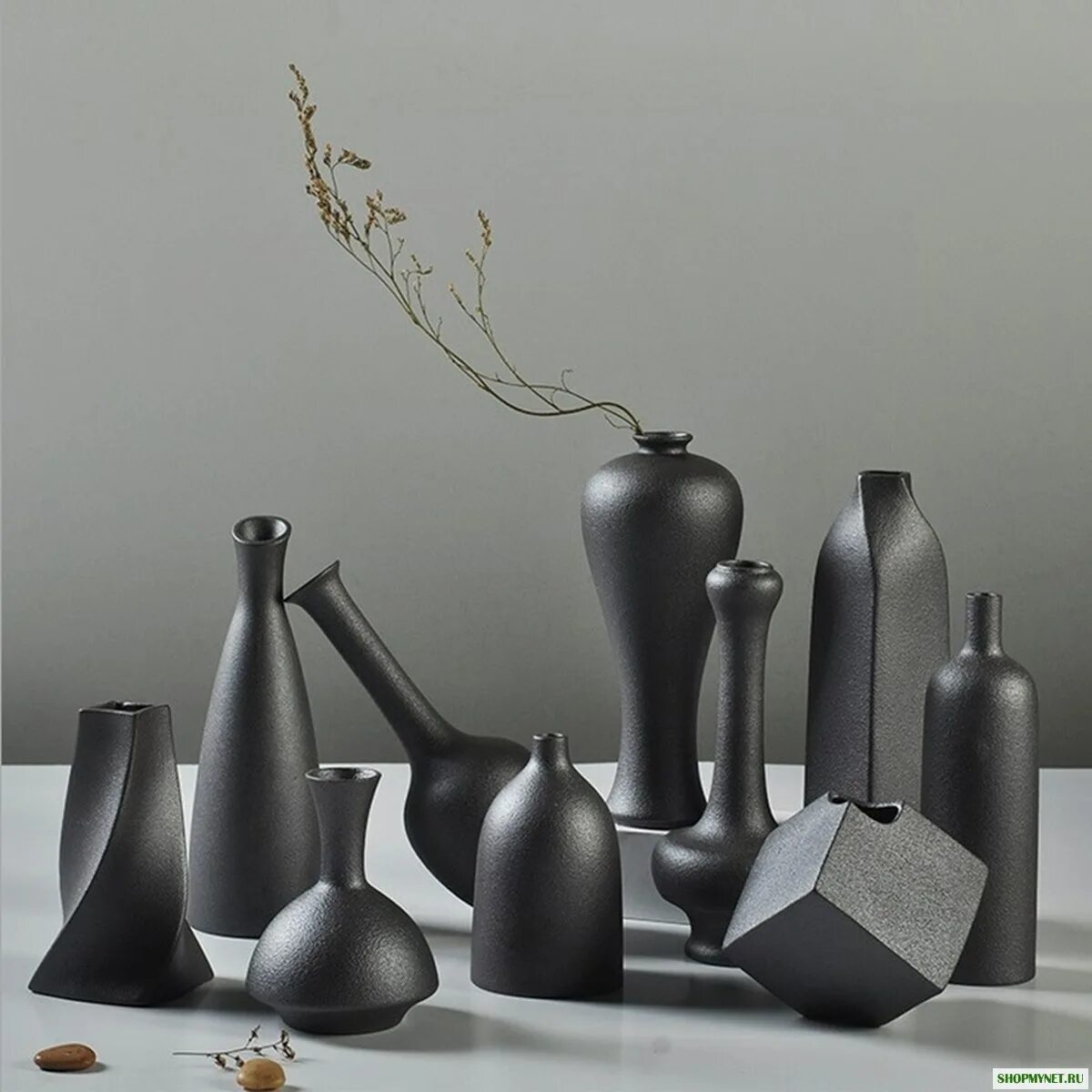 1563290567-Pure-Black-Ceramic-Vases-c_Ceramic+Vases. Креативная керамика vaza. Необычные керамические вазы. Стильные вазы. Купить форму вазу