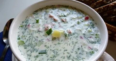 Окрошка на кефире с мясом