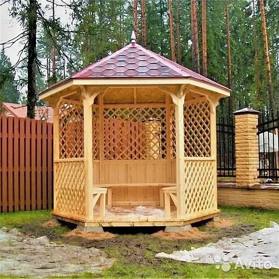 Купить Деревянная беседка шестигранная 0160 в Минске