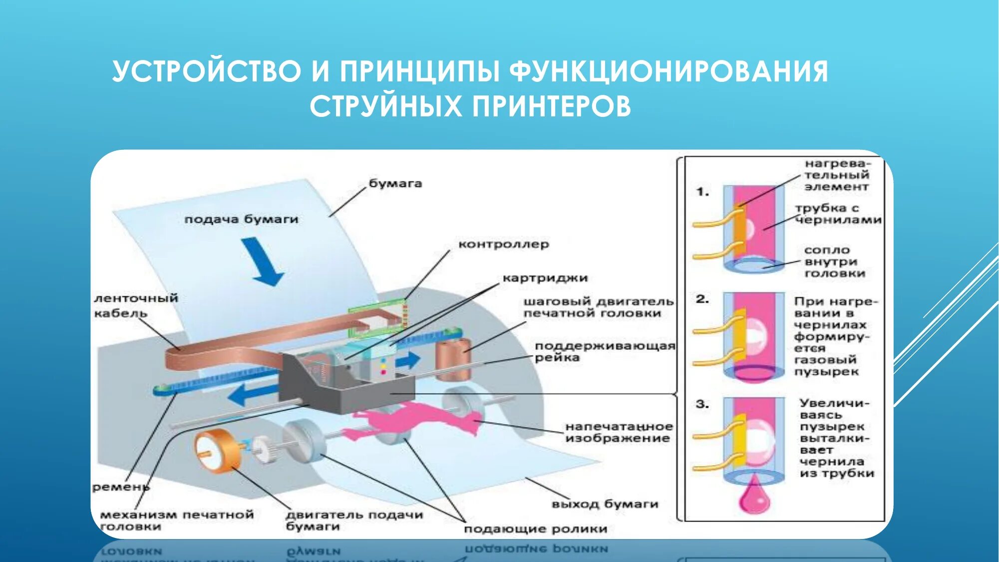 Схема из чего состоит принтер. Структура струйного принтера. Схема работы струйного принтера. Строение струйного принтера схема. Струйный принтер принцип действия и применение презентация