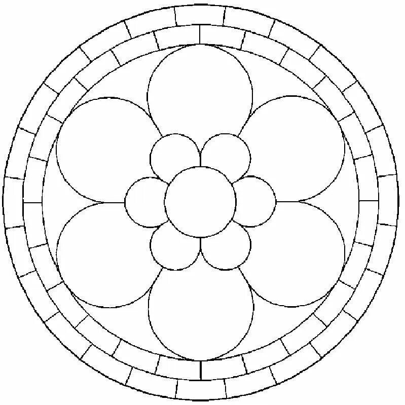 Раскрась цветными карандашами цветы из окружностей. Рисование узора в круге — Расписная тарелка (круг — готовая форма).. Орнамент в круге. Растительный узор в круге. Геометрический узор в круге.