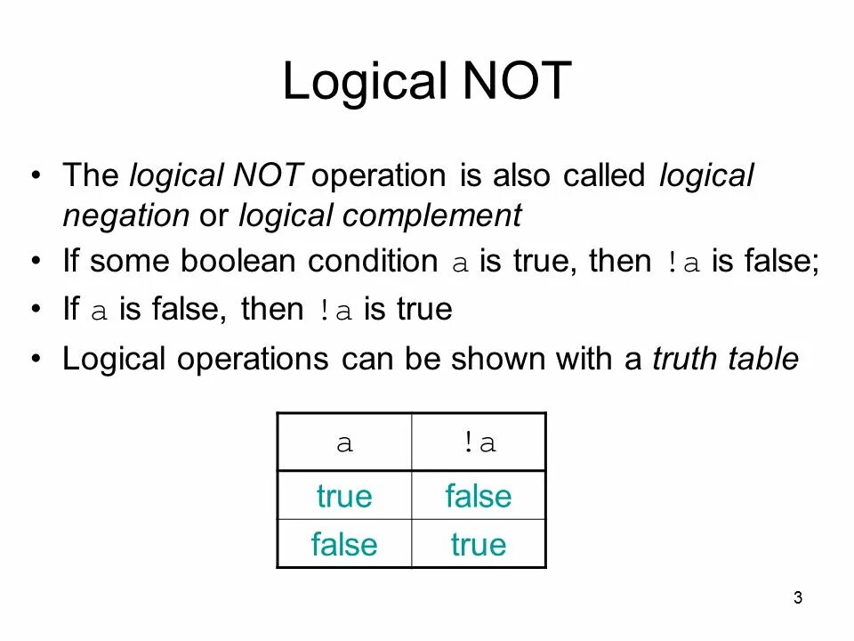 Negation Boolean. Logical Operations. Logic not. Boolean true false