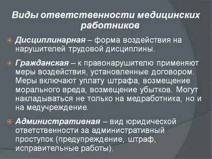 Ответственность медицинских работников тесты
