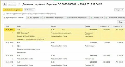 Приобретение и реализация основных средств