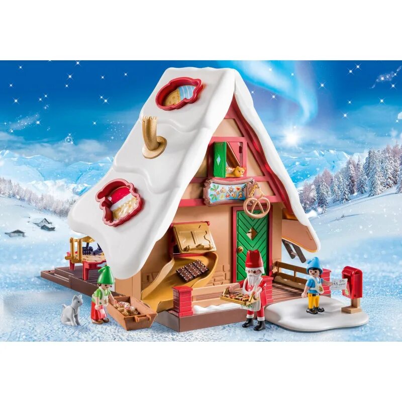 Playmobil 5976. Новогодний домик. Домик санты. Lemax домик санты, 16*21*19 см, подсветка 35554. Домики санты.