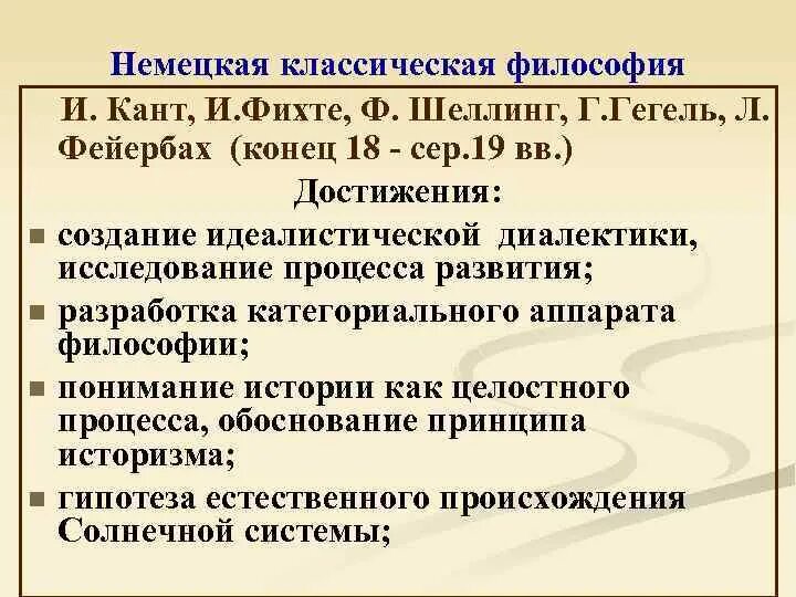 Немецкая классическая философия кант гегель фихте