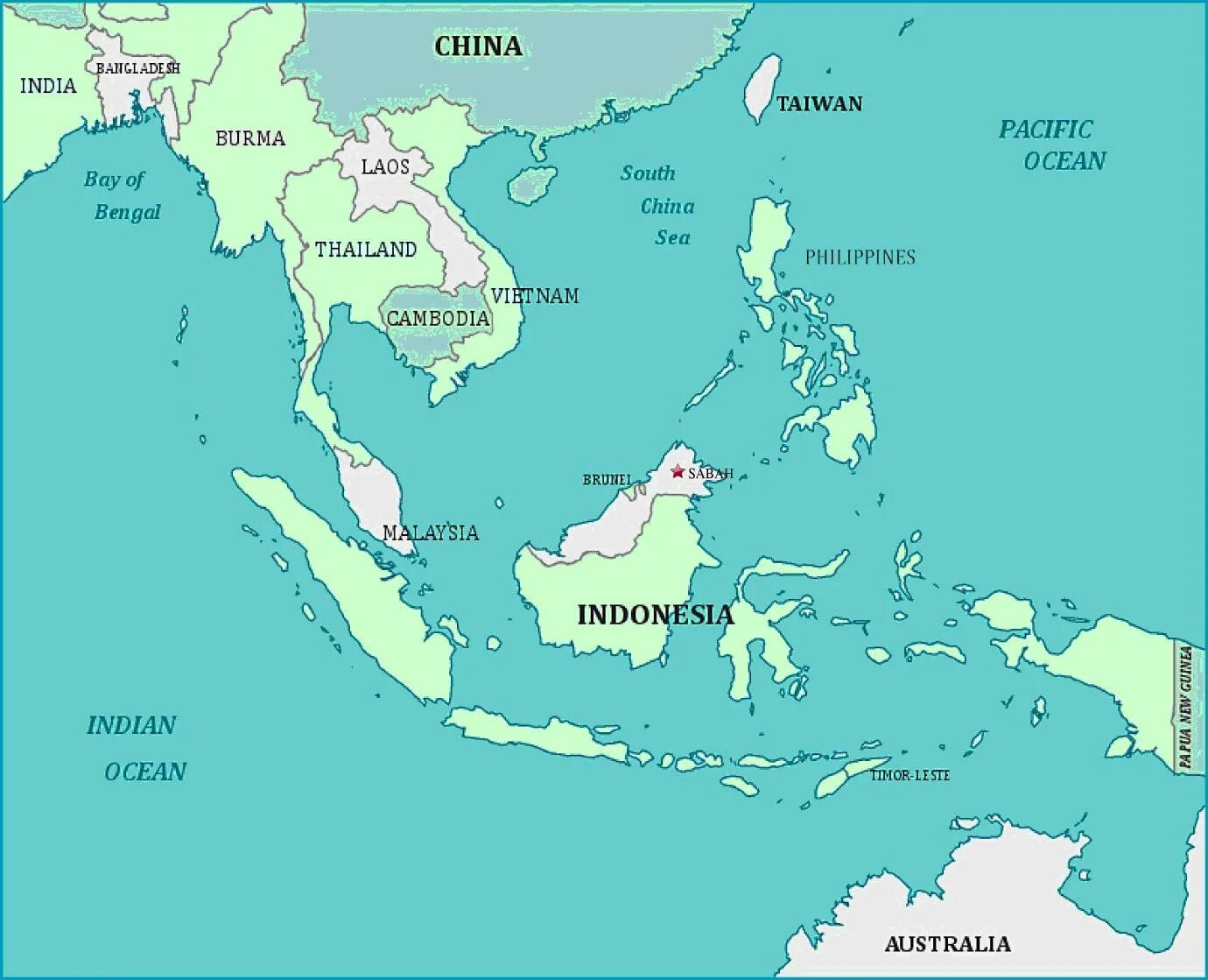 Малайзия индонезия индия. Southeast Asia Map. Сингапур на карте зарубежной Азии. South East Asia Map.