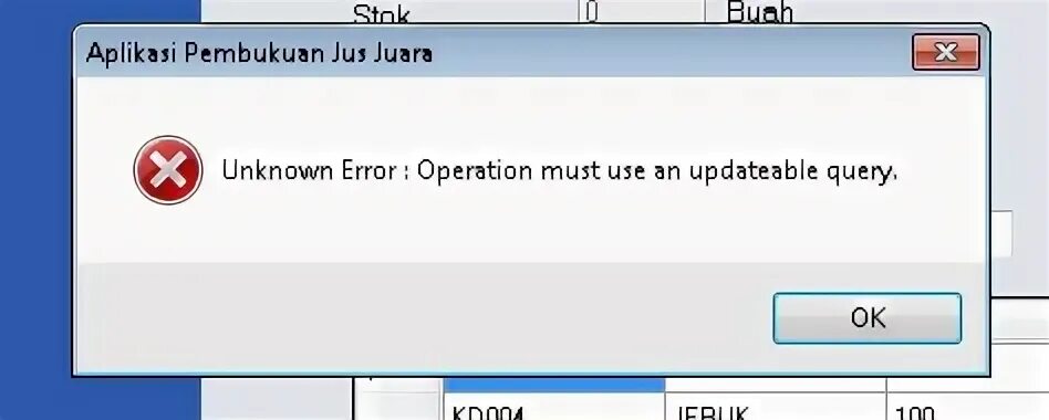A database query error