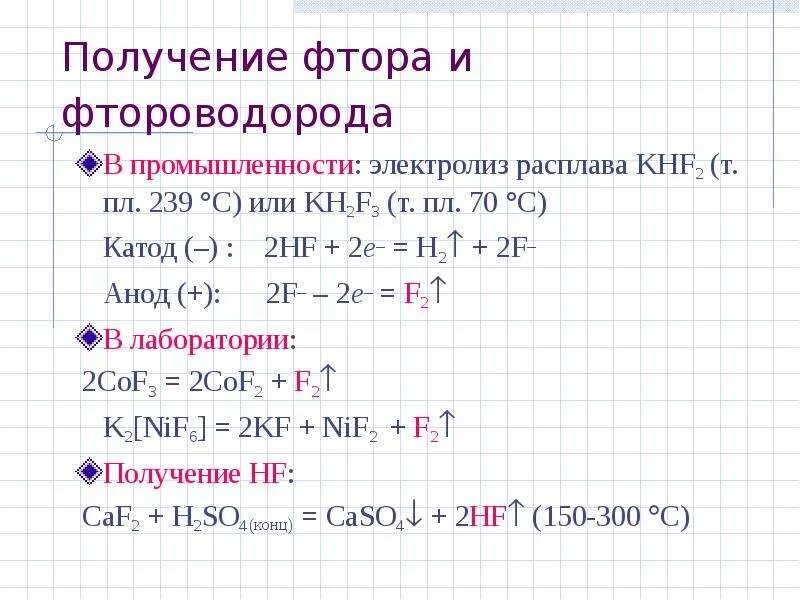 Фтороводород растворим в воде. Получение фтора в лаборатории. получение фтороводорода.