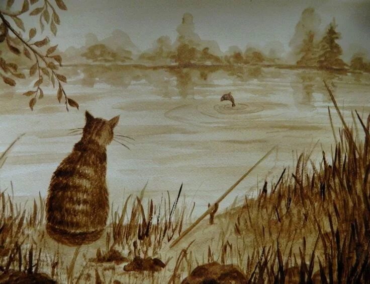 Коты художницы татьяны родионовой. Пейзажи котиков. Кошка в лучах солнца. Пейзажи котиков. Картина пейзаж с котом.