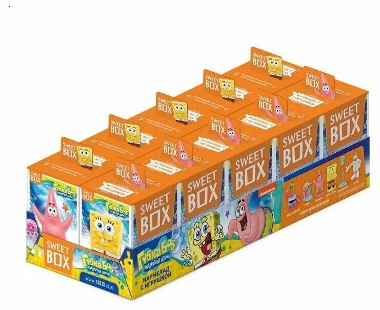 Sweet Box Sponge Bob Square Pants мармелад с игрушкой в коробочке 12/10, 10г.. Свитбокс мармелад макси в коробочке в ассортименте 10гр. Акция Sweetbox губка Боб. Корпорация боксов заказать цена.