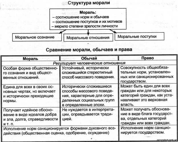 Структура нормы морали. Мораль схема.