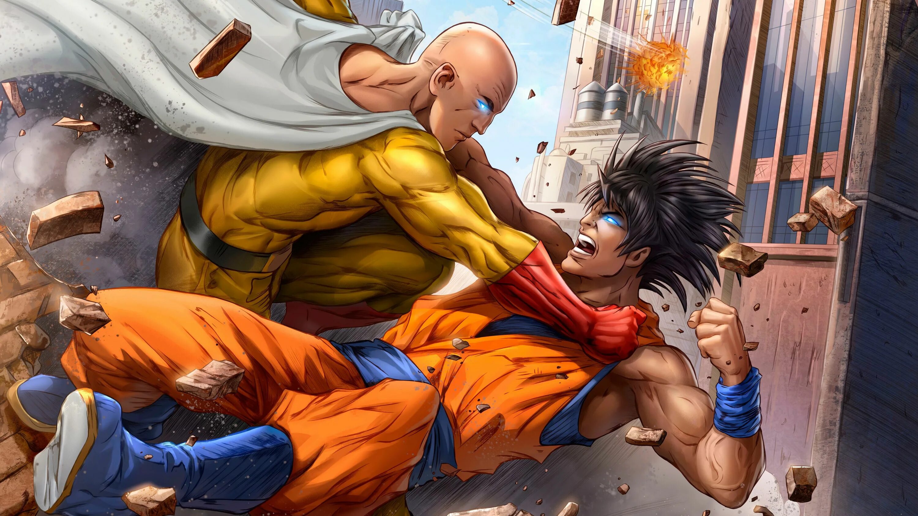 Гоку или сайтама. Гоку vs Сайтама. Saitama (one-Punch man). Гоку против Сайтамы арт.