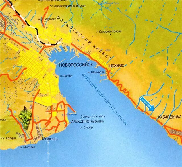 Где находится малая земля. Карта малой земли новороссийск. малая земля новороссийск на карте. малая земля новороссийск на карте россии. маркхотский хребет новороссийск на карте.