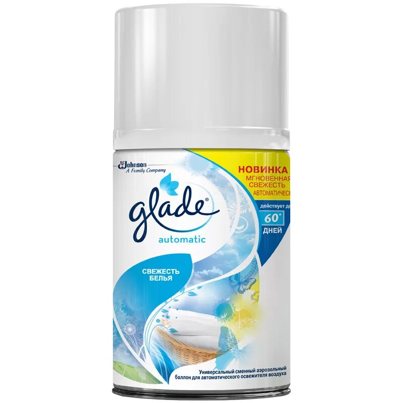 Glade сменный баллон свежесть белья, 269 мл. Glade, освежитель воздуха свежесть белья Automatic основной блок, 269 мл. Освежитель воздуха автоматический Glade SCJ-160. Glade Automatic освежитель воздуха сменный блок бамбук 269. Освежитель свежесть белья