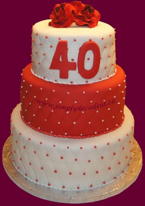 Another Ruby Wedding Cake Ruby wedding cake, 40th anniversary cakes, 40th weddin