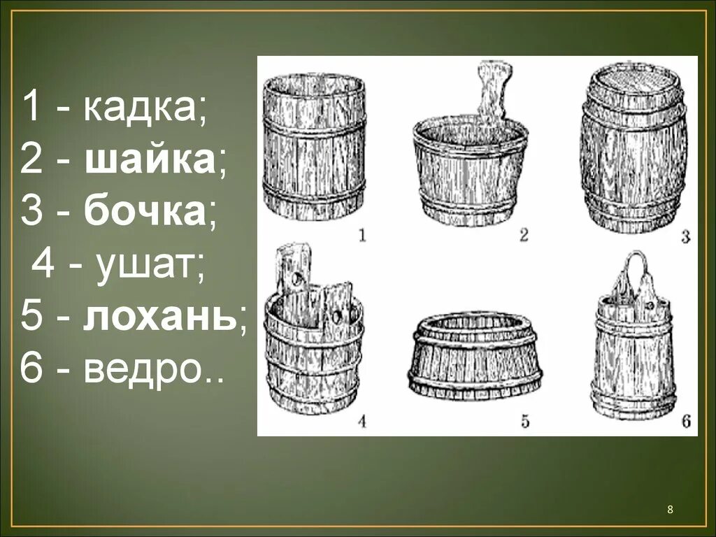 Слово ушат. Ушат кадушка лохань. Что такое ушат и лохань. Ушат в древней Руси. Бочка ведро кадка Крынка лохань ушат чугунок шайка.